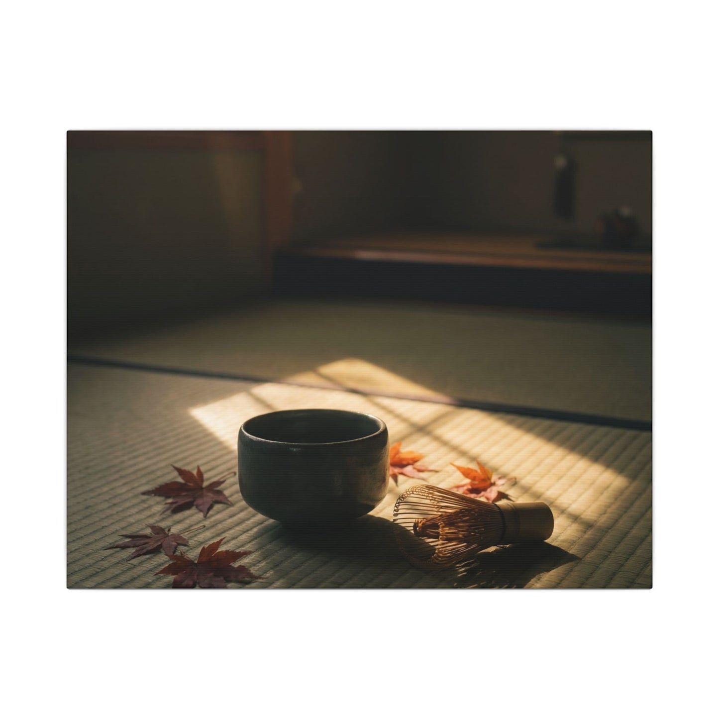 Dark Japandi Tea Ceremony in Golden Hour | Moody Minimal Canvas Art Art Print
