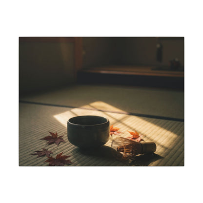 Dark Japandi Tea Ceremony in Golden Hour | Moody Minimal Canvas Art Art Print
