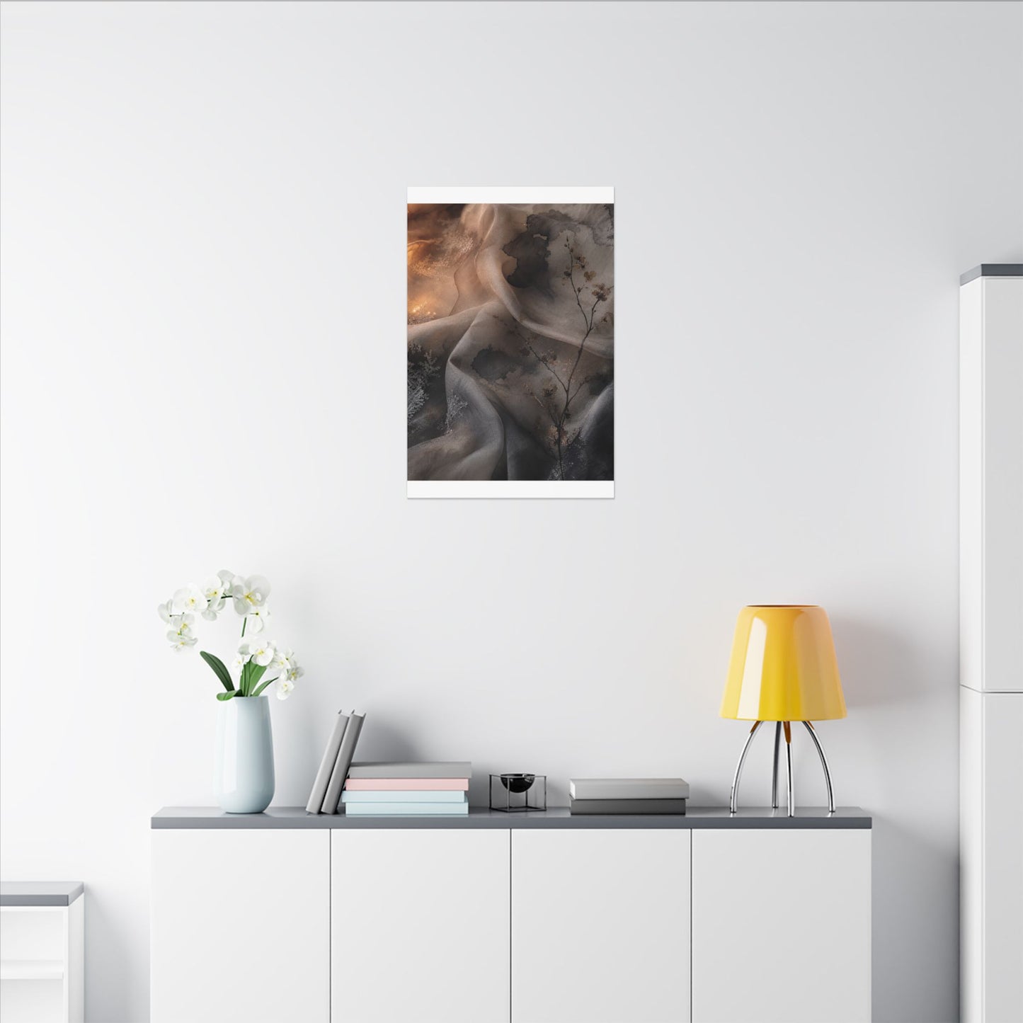 Japandi Silk Drape in Candlelight | Watercolor Canvas Art