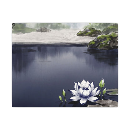 Lotus Flower Karesansui Canvas Art | Tranquil Zen Art