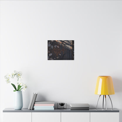 Shibui Rust Patina Canvas Art - Dark Japandi Charcoal Ink