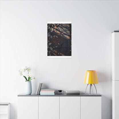 Shibui Rust Patina Canvas Art - Dark Japandi Charcoal Ink