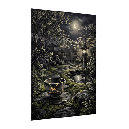Kintsugi Moonlit Garden in Dappled | Gold Repair Canvas Art