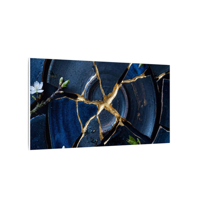 Moonlight Broken Pottery Canvas Art - Kintsugi Fukinsei
