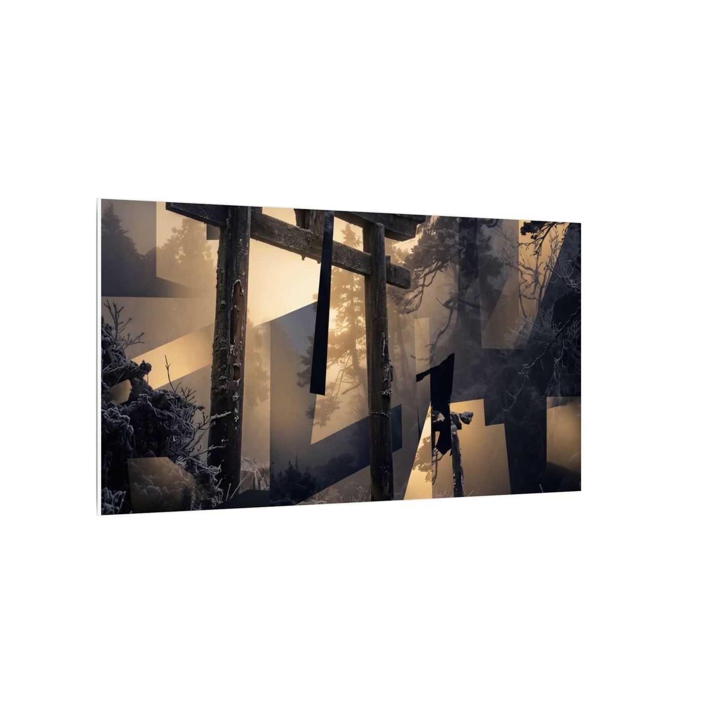 Winter Torii Gate Moody Minimal Canvas Art | Bold Decor
