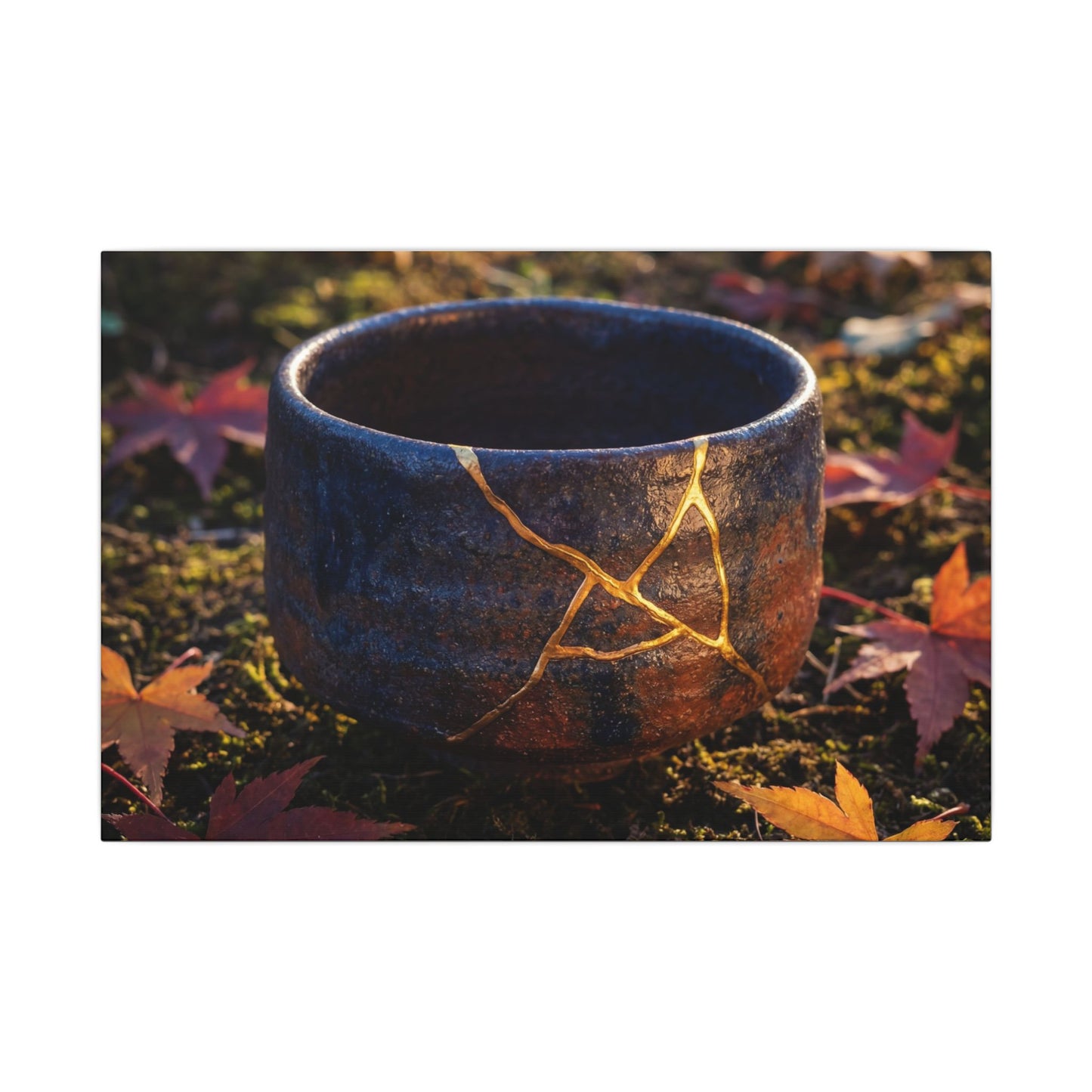 Kanso Moonlit Garden Canvas Art - Kintsugi Gold Repair