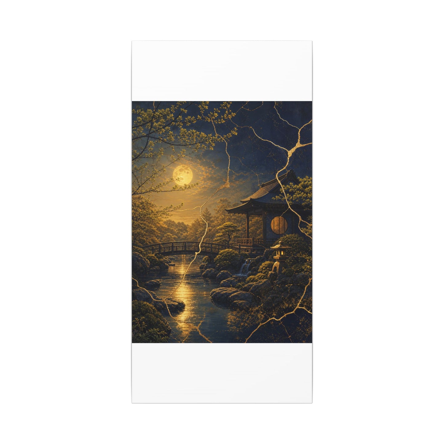 Spring Moonlit Garden Gold Vein Canvas Art | Resilient Decor