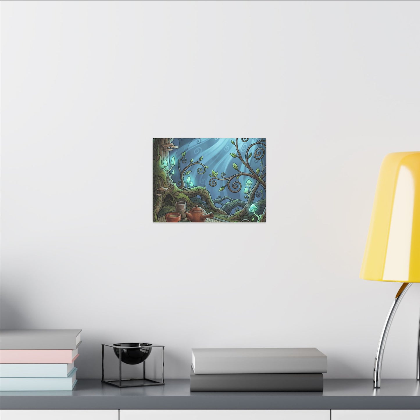 Spring Tea Ceremony Forest Whimsy Canvas Art | Cozy Decor