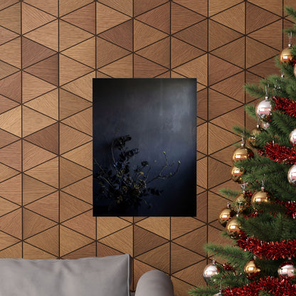 Dark Japandi Dried Flowers in Dawn | Shadow Zen Wall Art Print