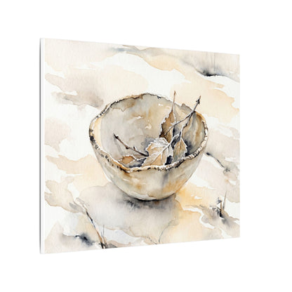Ceramic Bowl Canvas Art | Winter Japandi Watercolor Art