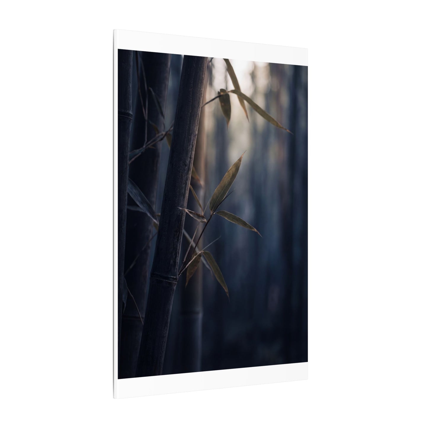 Dark Japandi Bamboo Grove in Dawn | Moody Minimal Canvas Art