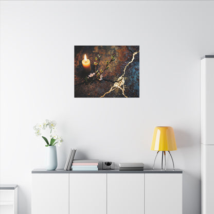 Kintsugi Rust Patina in Candlelight | Gold Repair Canvas Art