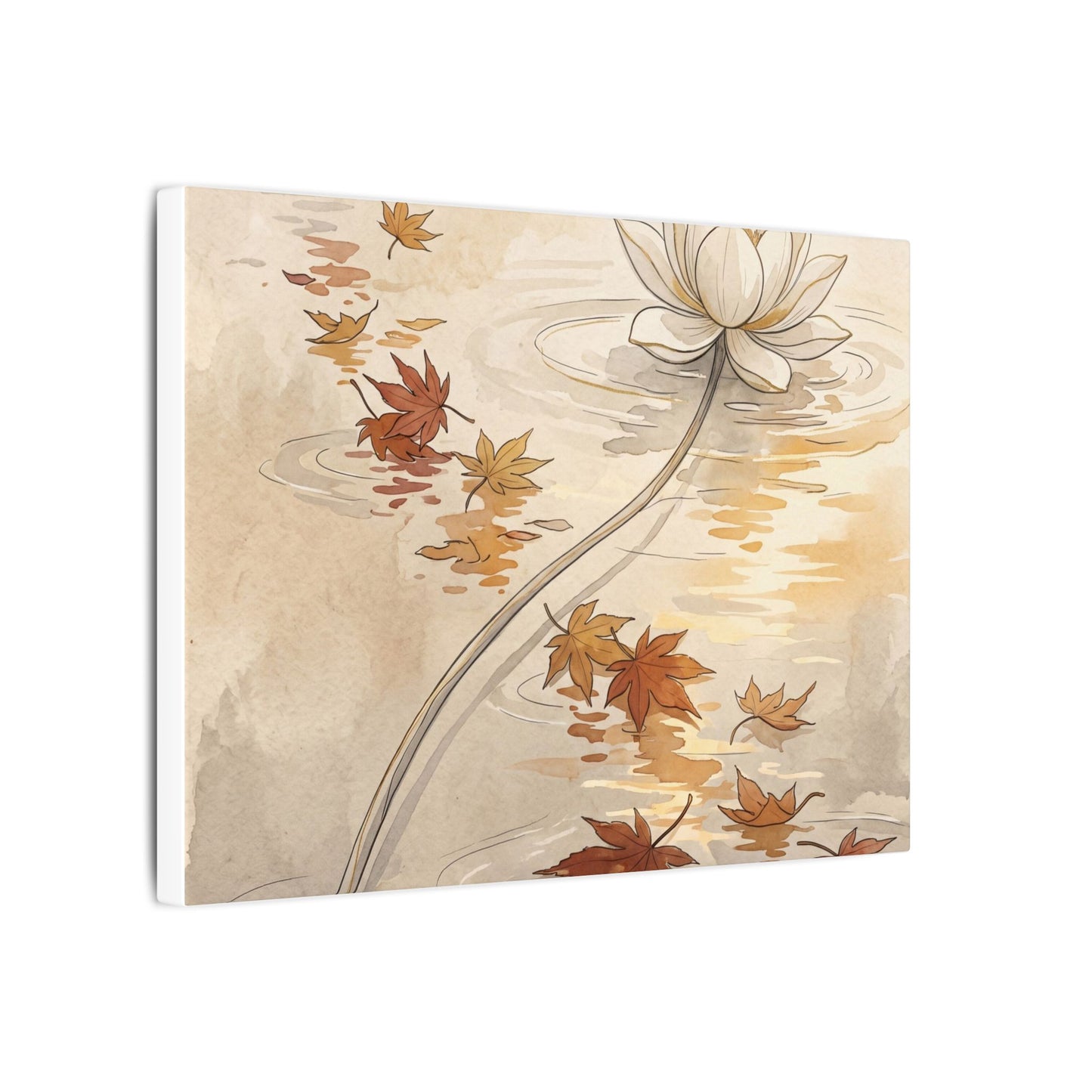 Lotus Flower Canvas Art | Autumn Japandi Minimal Line Art
