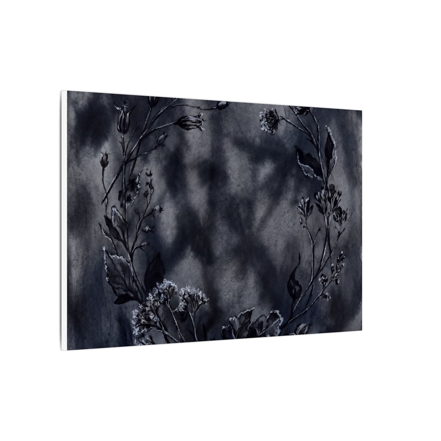 Dried Flowers Canvas Art | Winter Dark Japandi Shadow Zen Art