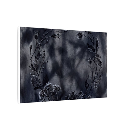 Dried Flowers Canvas Art | Winter Dark Japandi Shadow Zen Art