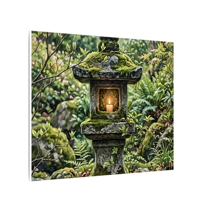 Neutral Stone Lantern Canvas Art - Japanese Pattern Japandi