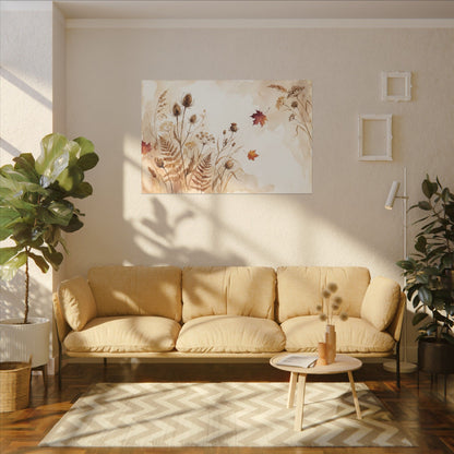 Dried Flowers Canvas Art | Autumn Japandi Watercolor Art