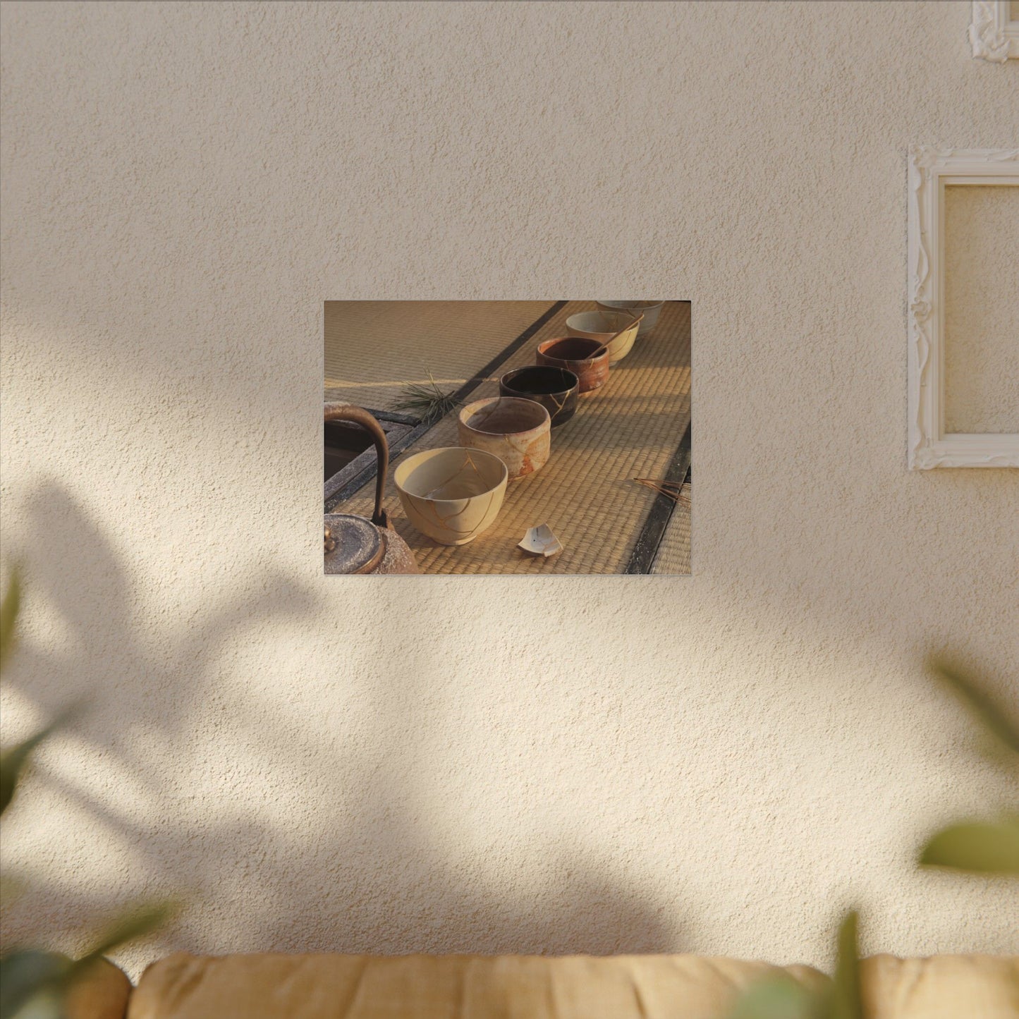 Kintsugi Tea Ceremony in Golden Hour | Gold Repair Canvas Art