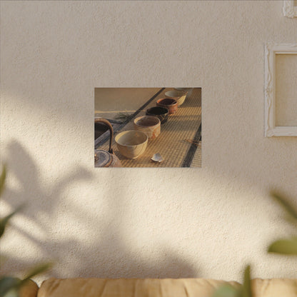 Kintsugi Tea Ceremony in Golden Hour | Gold Repair Canvas Art