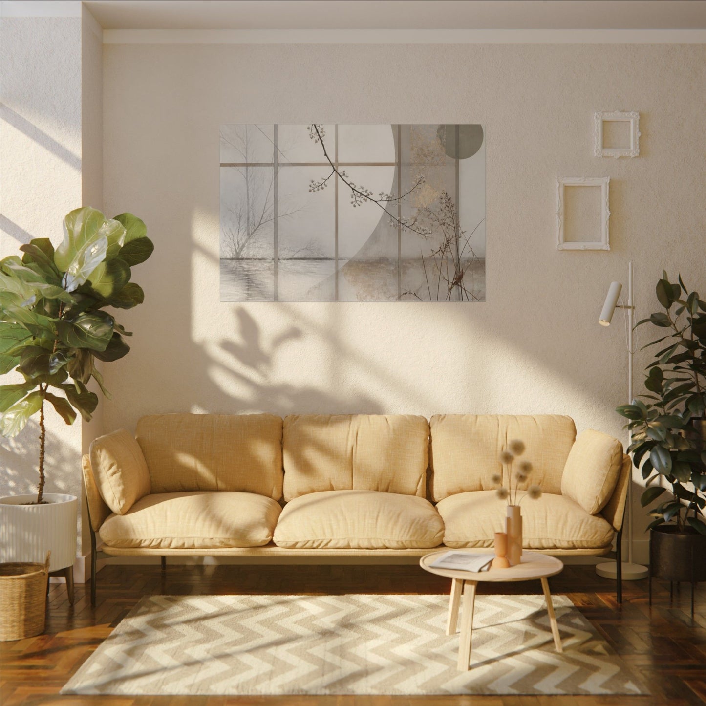 Winter Shoji Screen Japanese Pattern Canvas Art | Elegant Decor