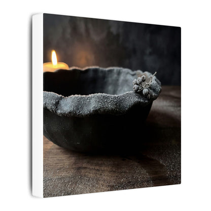 Ceramic Bowl Canvas Art | Winter Dark Japandi Shadow Zen Art