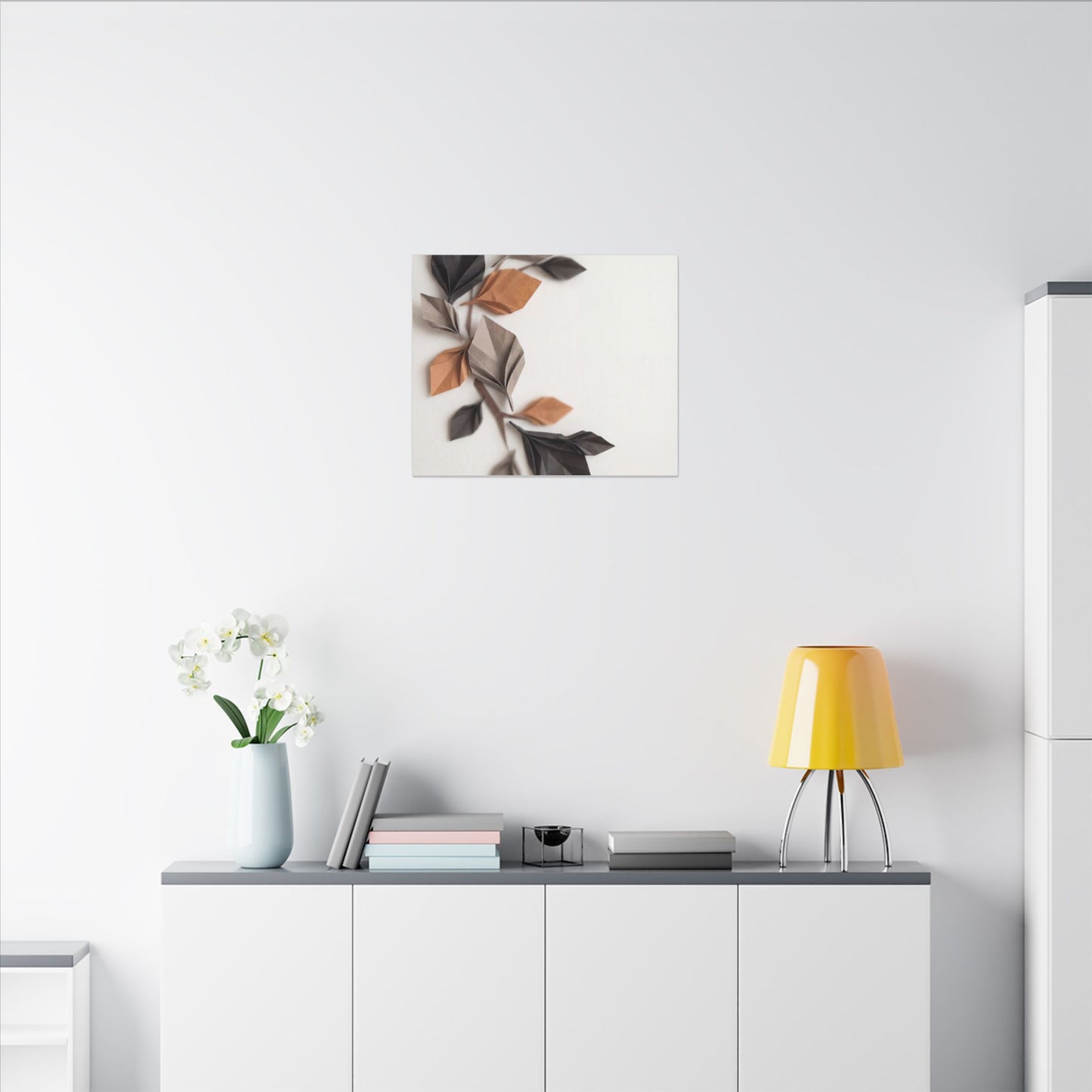 Paper Fold Autumn Canvas Art | Japandi Earthy Design
