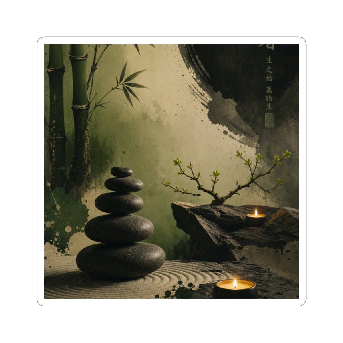 River Stones Sticker | Spring Zen Karesansui Art