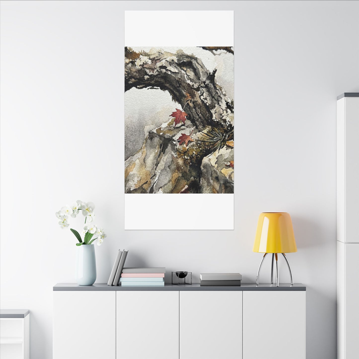 Pine Tree Autumn Canvas Art | Japandi Earthy Design