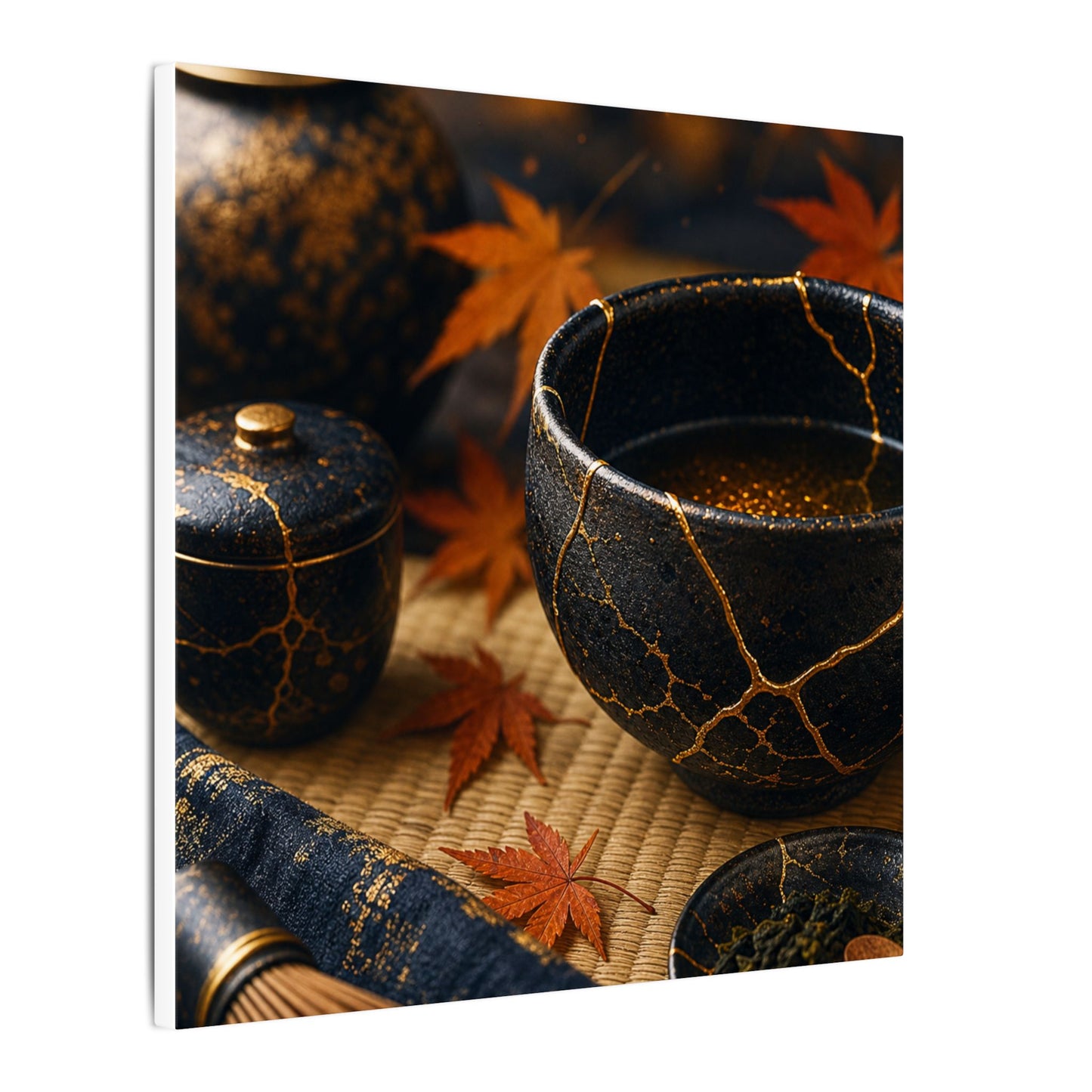 Seijaku Tea Ceremony Canvas Art - Kintsugi Gold Repair