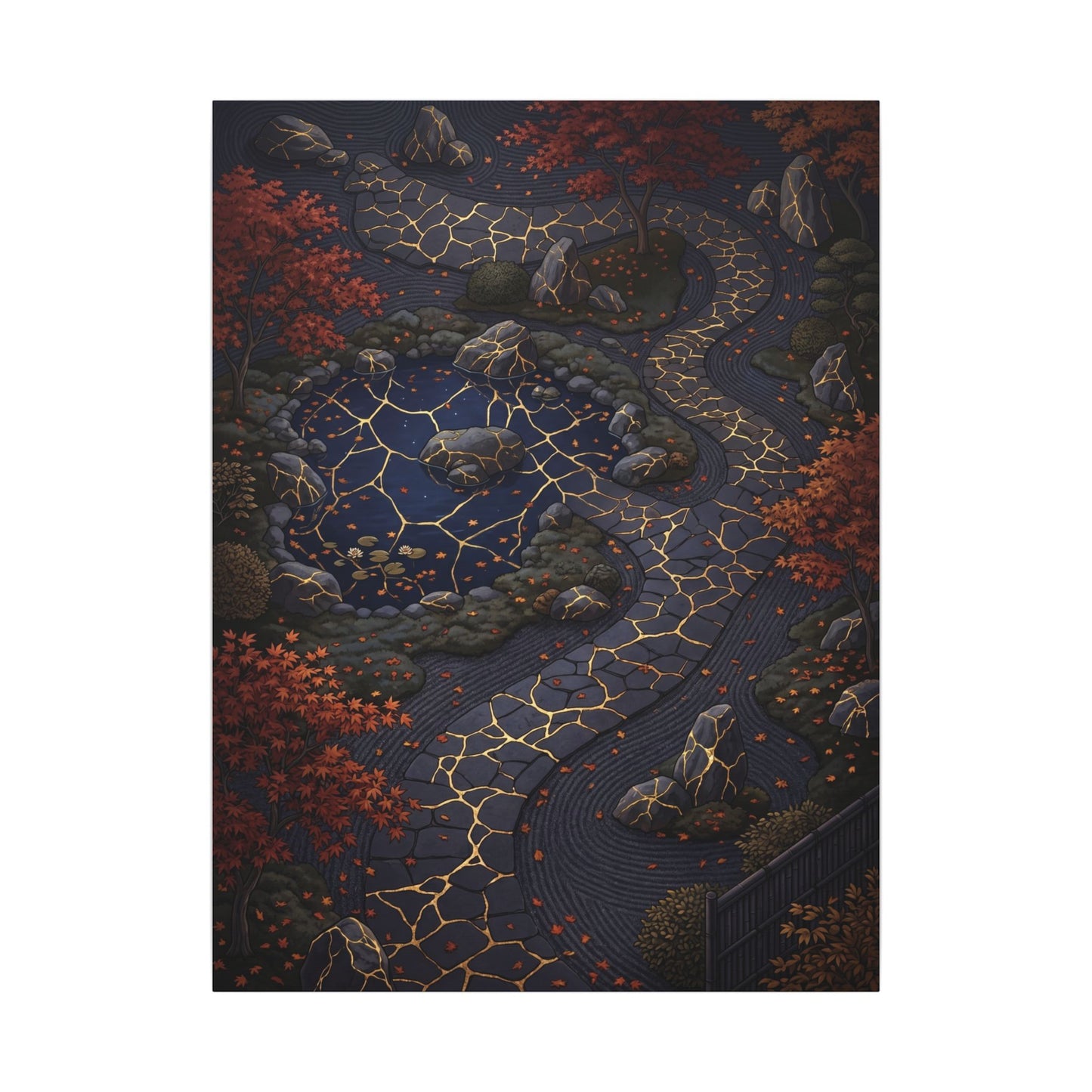 Moonlit Garden Gold Vein Canvas Art | Resilient Kintsugi Art