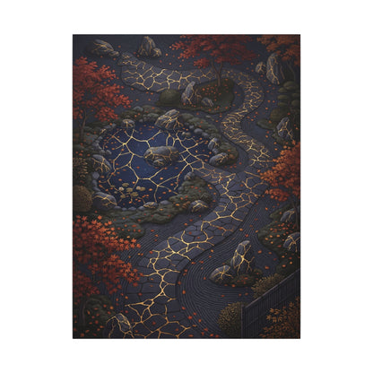 Moonlit Garden Gold Vein Canvas Art | Resilient Kintsugi Art