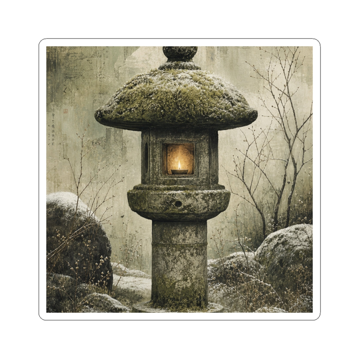 Ma Stone Lantern Sticker - Japandi Texture