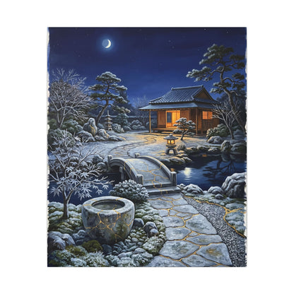Moonlit Garden Winter Canvas Art | Kintsugi Artful Design