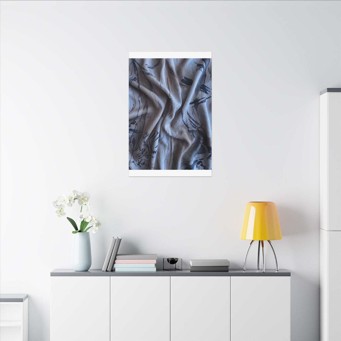 Silk Drape Winter Canvas Art | Japandi Earthy Design