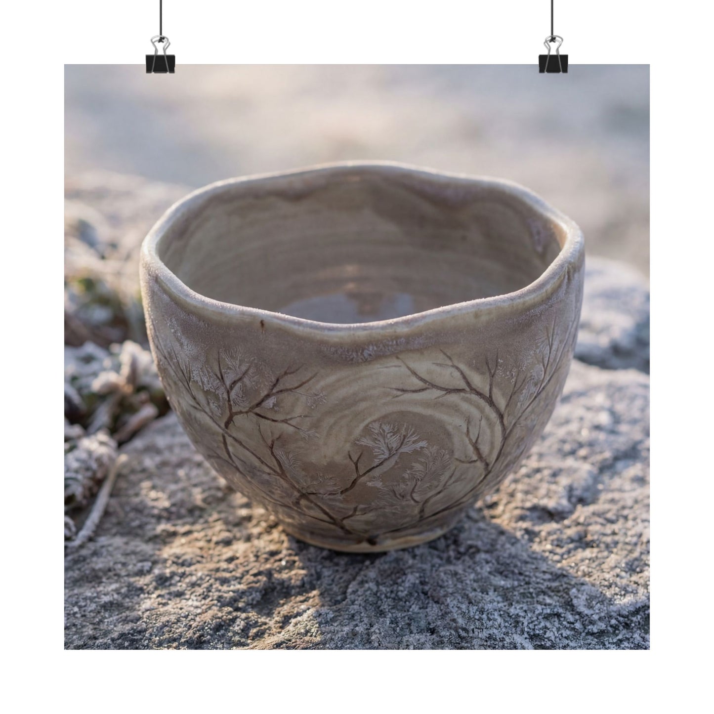 Japandi Ceramic Bowl in Dawn | Japanese Pattern Wall Art Print