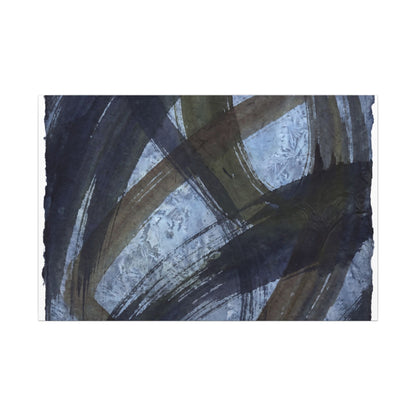 Ink Brushstroke Canvas Art | Winter Dark Japandi Shadow Zen Art Art Print