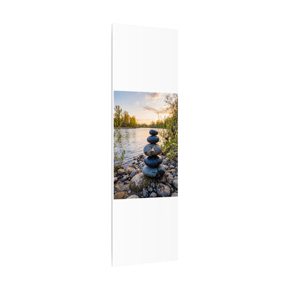 Kintsugi River Stones in Golden Hour | Gold Vein Canvas Art