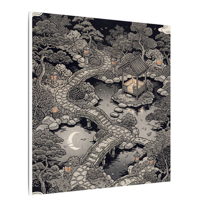 Moonlit Garden Ukiyo E Inspired Canvas Art | Serene Zen Art