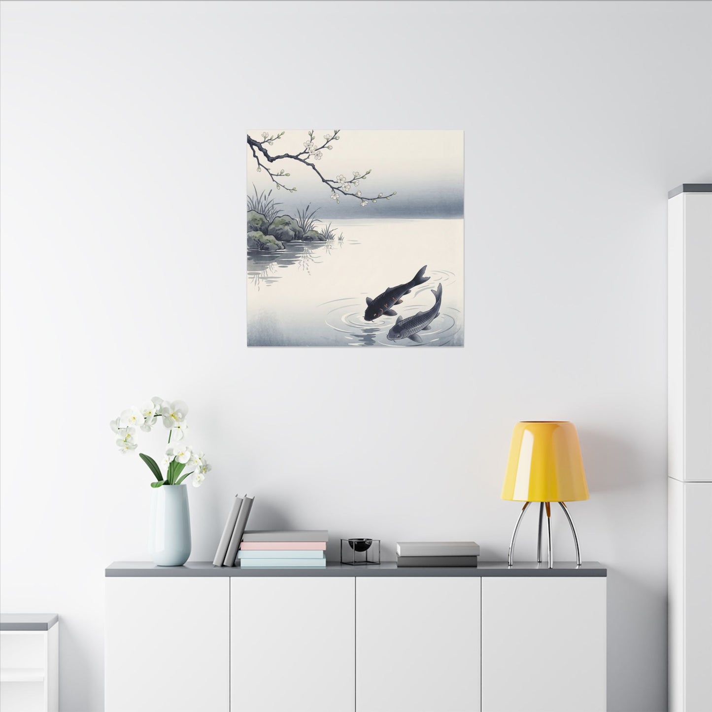 Ma Koi Pond Canvas Art - Zen Ukiyo E Inspired