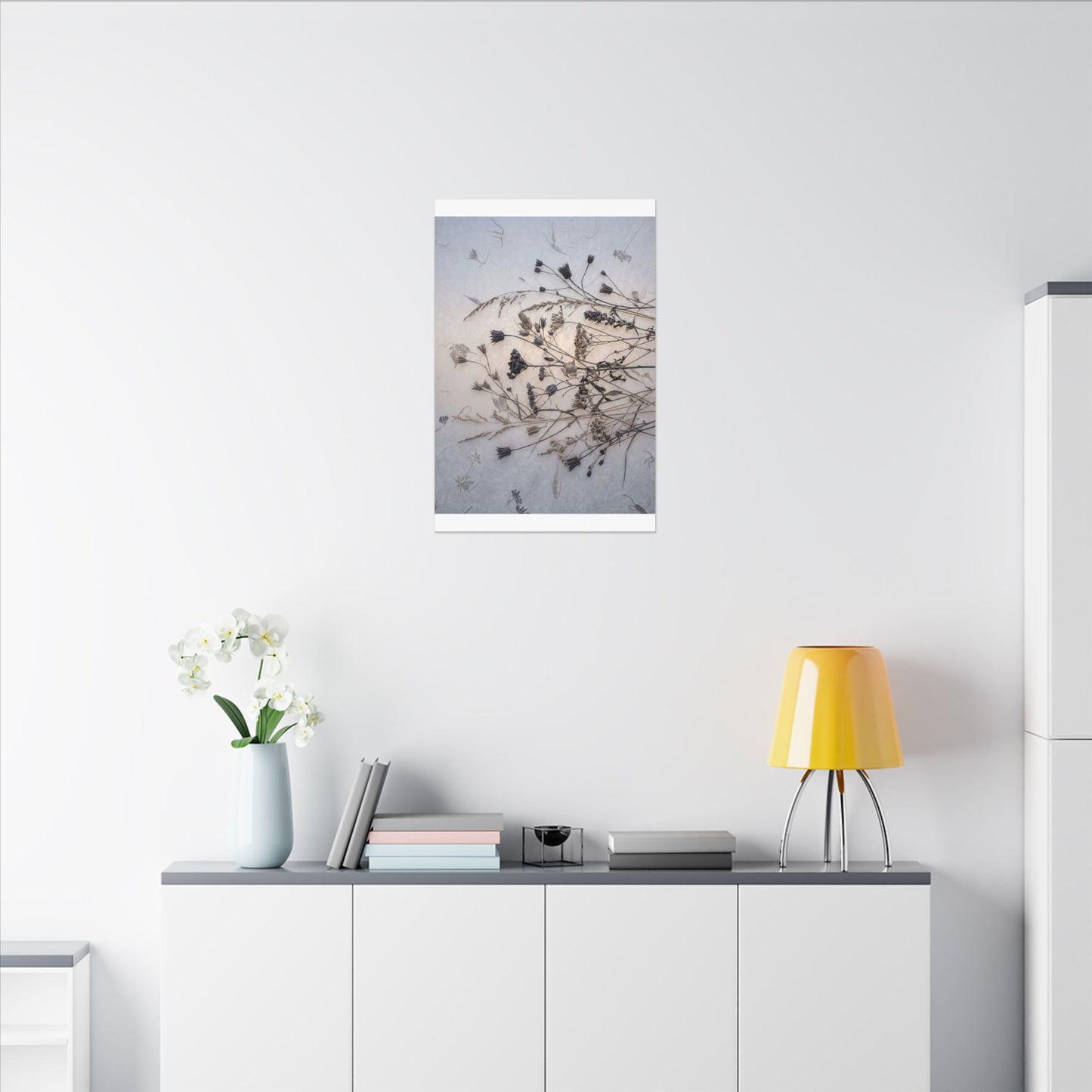Elegant Dried Flowers Canvas Art - Japanese Pattern Japandi