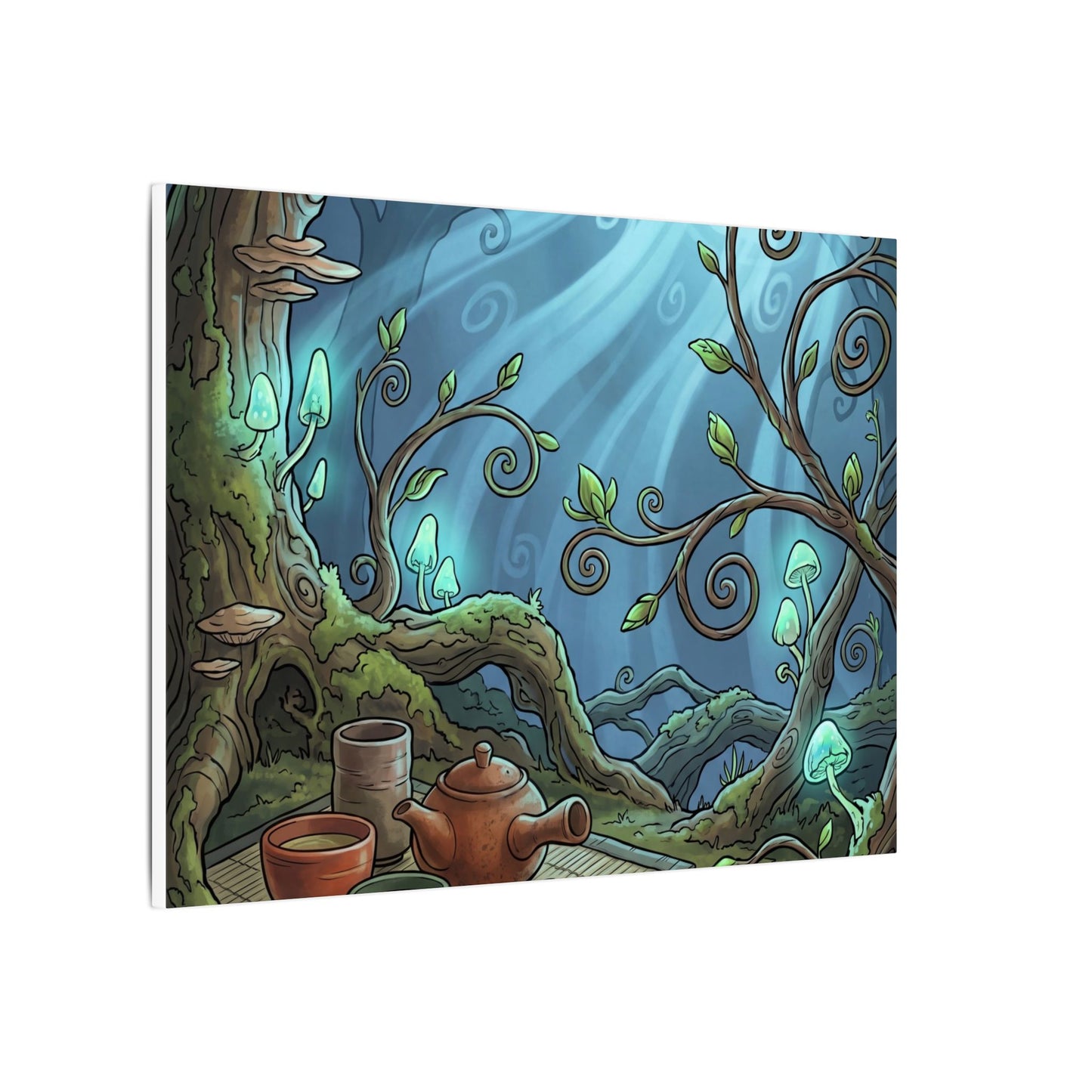 Spring Tea Ceremony Forest Whimsy Canvas Art | Cozy Decor