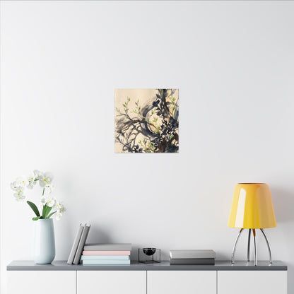 Ma Shadow Play Canvas Art - Dark Japandi Charcoal Ink