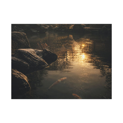 Winter Koi Pond Shadow Zen Canvas Art | Bold Decor