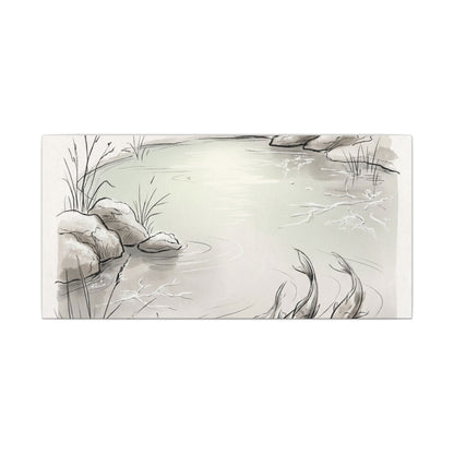 Koi Pond Minimal Line Canvas Art | Cozy Japandi Art