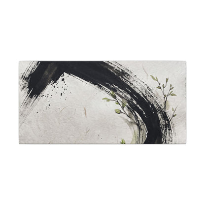 Ink Brushstroke Spring Canvas Art | Dark Japandi Sophisticated Design