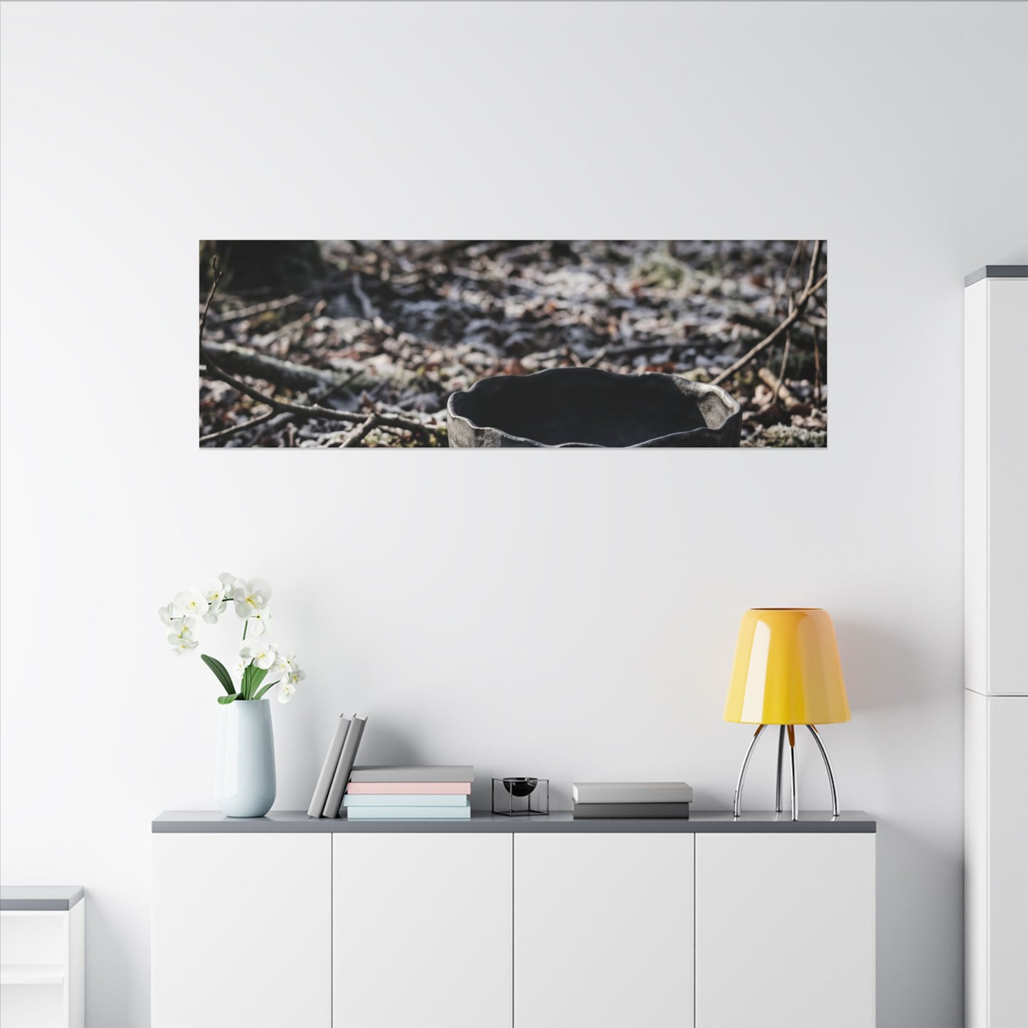 Dappled Ceramic Bowl Canvas Art - Dark Japandi Kanso