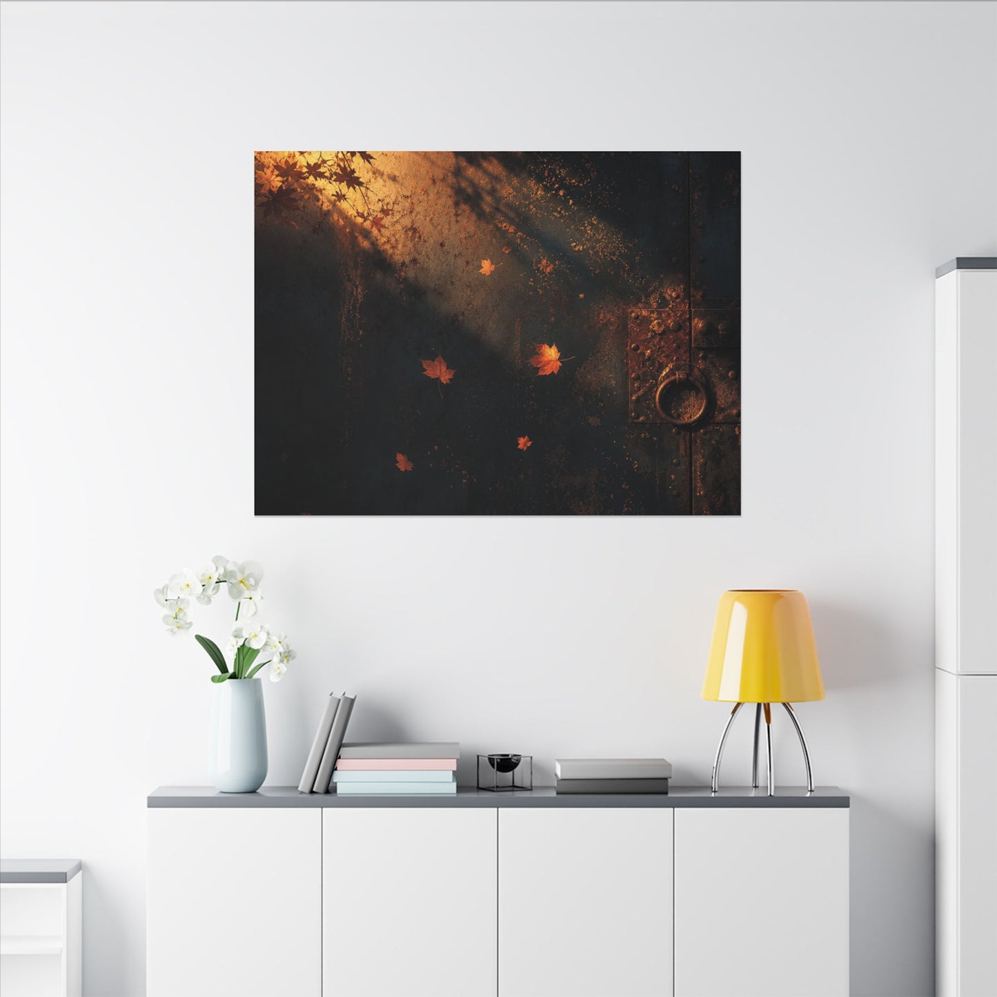 Dark Japandi Rust Patina in Golden Hour | Shadow Zen Canvas Art