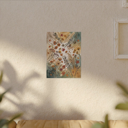 Dried Flowers Canvas Art | Autumn Japandi Watercolor Art
