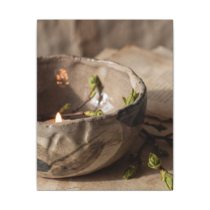 Candlelight Ceramic Bowl Canvas Art - Japandi Ma