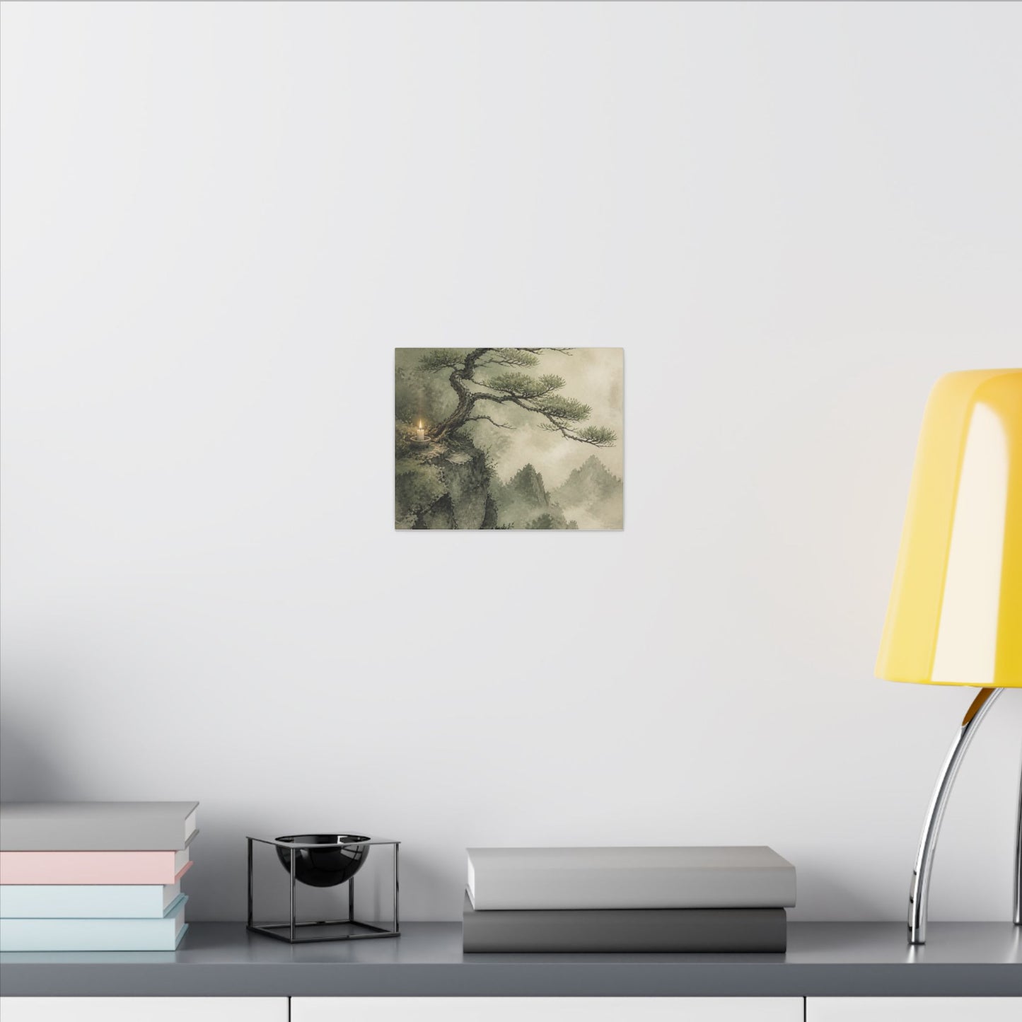 Candlelight Pine Tree Canvas Art - Japandi Kanso